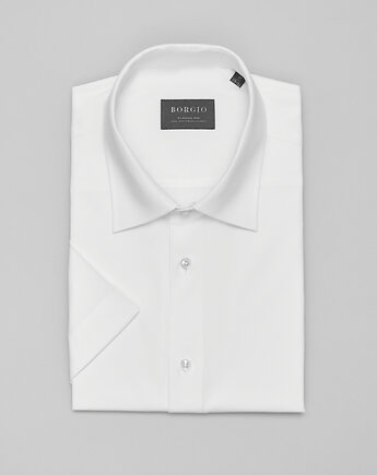Męska koszula na krótki rękaw canosa 00494 biały classic fit, OSOBY - Prezent dla Chłopaka