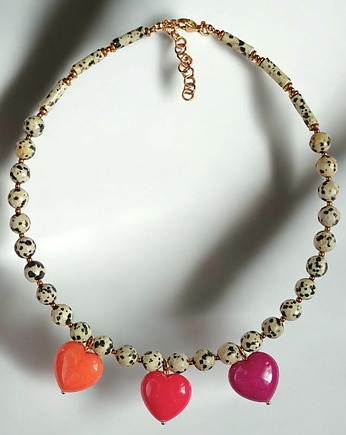 Jaspis dalmatyński i serca : naszyjnik : ENERGIA!, kaktusia