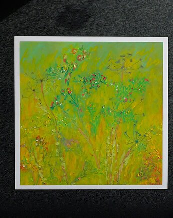 Jesienna Łąka obraz pastela olejna 30x30 cm, JBJart Justyna Jaszke