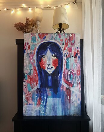 Obraz ręcznie malowany na płótnie 100x70 cm - Nimfa wodna, Kasia Kulicka