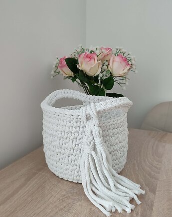 Koszyk okrągły szydełkowy ze sznurka 17cmx15cm, MISZ MASZ Dorota Tyszko