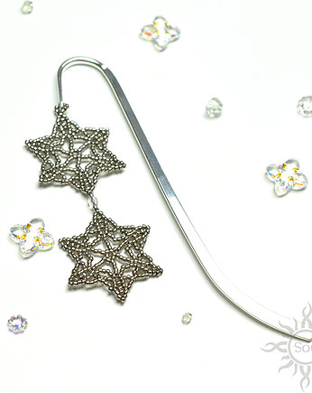 Zakładka ze śnieżynkami, beading, Sol