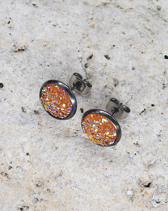 Stalowe kolczyki wkrętki z druzami boho, Spirit Of Copper
