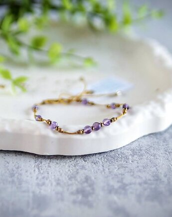 Bransoletka z kamieni z dedykacją. Ametyst, Hematyt, tulimy