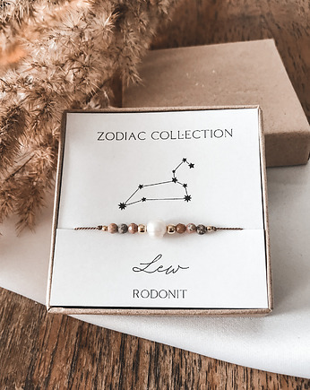 Bransoletka znak zodiaku Lew rodonit, Tiny Stone