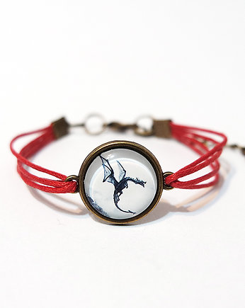 Bransoletka - Czarny smok - czerwona, sznurki, yenoo