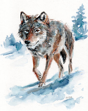 Obraz ręcznie malowany "Wilk", Galeria Alma