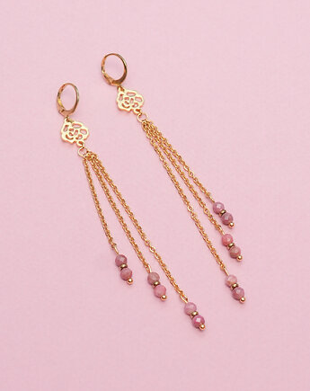 Długie kolczyki z rodonitem i różami, AT NOON