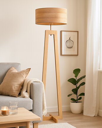 Lampa stojąca drewniana w stylu skandynawskim BALI ECO, LYSNE