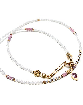 Kwarc różowy i rubiny /choker/ - Szlachetna kolekcja, KiKa pracownia