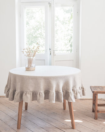 Lniany obrus okrągły z falbanką RUSTIC, so linen!