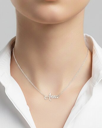 Srebrny Naszyjniki z Imieniem dowolny napis imię, ZaNa Design