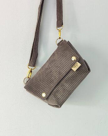 Mini Torebka L E A Taupe - mała torebka sztruksowa, Słodkiego Miłego Szycia