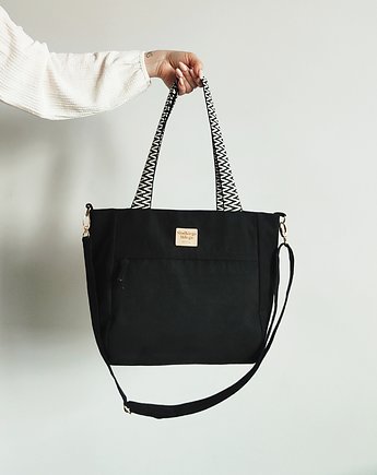 Torba T H E A Black - mały shopper, czarna zamszowa, Słodkiego Miłego Szycia