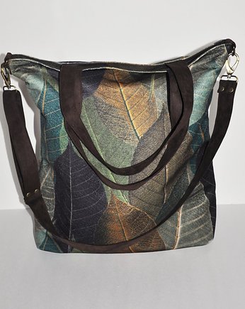 Torba hobo XXL - print liście, PRACOWNIA 166