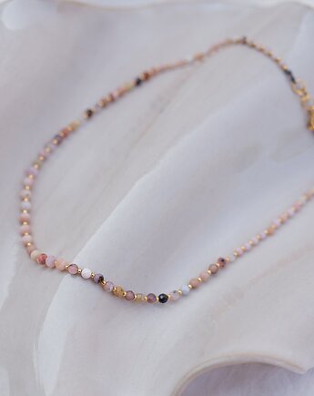 Choker z fasetowanym Opalem Różowym, w hand works