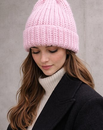 Wełniana czapka Lily maxi 100% wełna handmade ręcznie robiona, GANGSTA KNIT