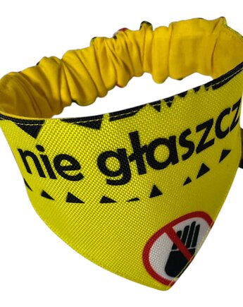 Żółta bandana, chustka, apaszka dla psa Nie głaszcz, Psia szafa