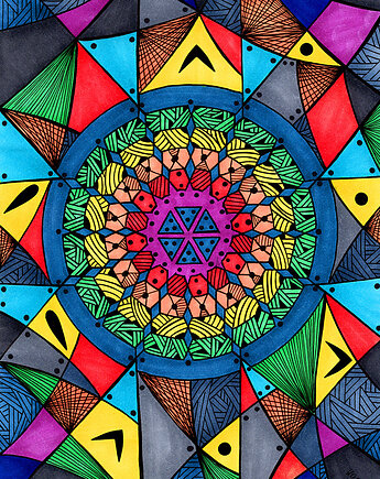 17. MANDALA WOJNA - rysunek, plakat., kama4you