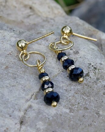 Szafirki #2, pozłacane srebrne kolczyki