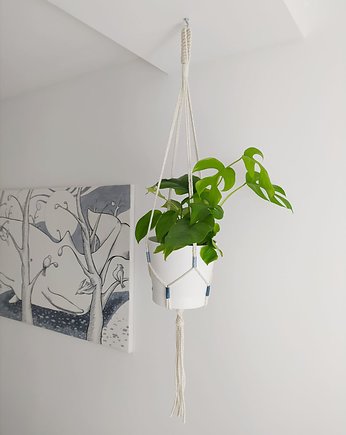 Kwietnik z elementami makramy, BohoHome