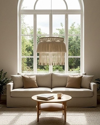 Lampa  wisząca makrama, Zaplątana W Sznurki