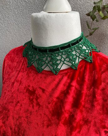 Naszyjnik koronkowy butelkowa zieleń, Księżycowa ćma