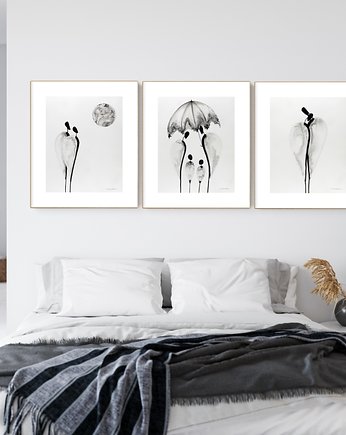 Zestaw 3 obrazów  malowanych ręcznie 40 x 50 cm, MiniMalArt