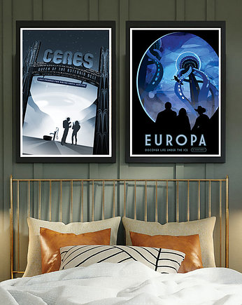 Ceres i Europa - zestaw 2 plakatów NASA fine art, minimalmill
