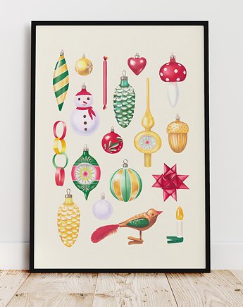 Plakat "Bombki PRL" jasne tło, Studio Stonka