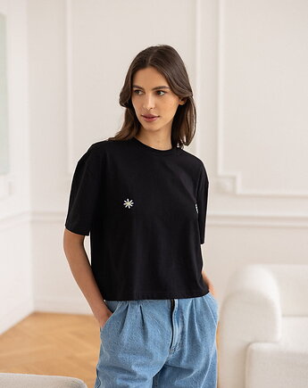 T-shirt Crop-Voila Biały Usta, MKTP