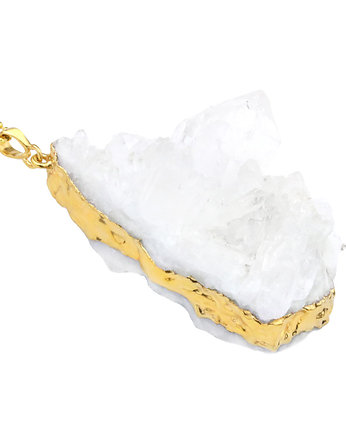 Colare Kryształ Górski Surowy złoto, Brazi Druse Jewelry