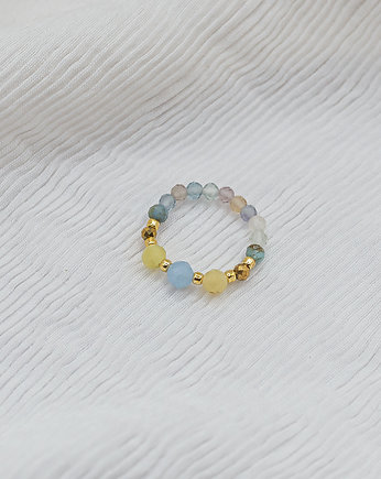 Pierścionek Wodnik Opal Akwamaryn Fluoryt, w hand works