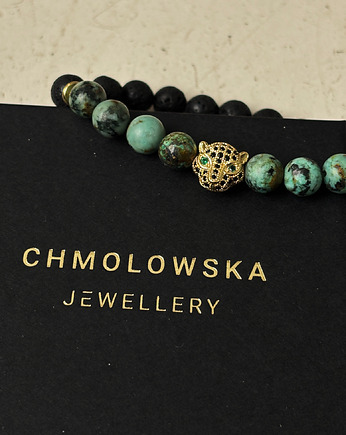 Bransoletka męska Turkus Afrykański Tygrys, Chmolowska Jewellery