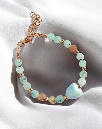 Bransoletka : SPRING collection: JADEIT i ceramiczne serduszko II, kaktusia