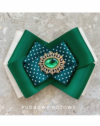 Brosza z zielonym kryształkiem Święta Mikołajki, Pudrowy Różowy