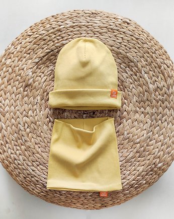 Zestaw czapka Basic z kominem - miodowy, OKAZJE - Prezent na Baby shower
