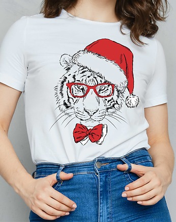 Koszulka organiczna z nadrukiem Christmas Tiger, ART ORGANIC