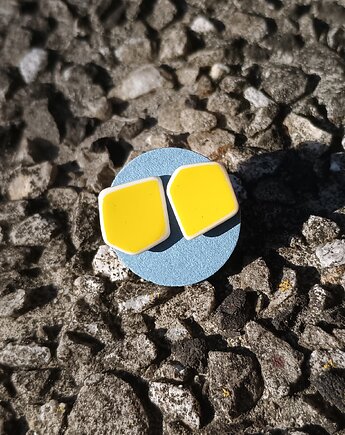 Kolczyki ceramiczne żółte, biżuteria z talerzy