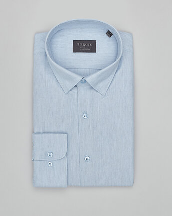 Koszula flero 00618 długi rękaw błękit classic fit, BORGIO
