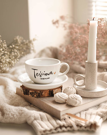 Filiżanka 250 ml ze spodkiem - Teściowa idealna ZŁOTE SERCE, Nadzwyczajnie