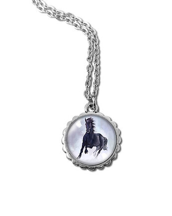Medalion, naszyjnik - Czarny koń - mały, yenoo