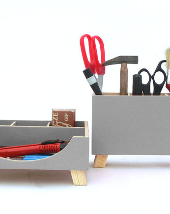  Organizer - zestaw na biurko - Szary, Clock Wood Studio