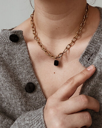 Naszyjnik łańcuszek Agat Czarny, Chmolowska Jewellery