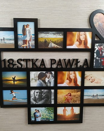 Multirama ramka na zdjęcia 18-stka imię mdf 18 zdj serce, Wajdrew