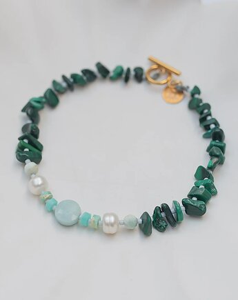 Bransoletka z Malachitu Amazonitu i Pereł