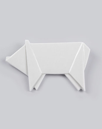 Broszka Porcelanowa Origami Świnka Biała, StehlikDesign