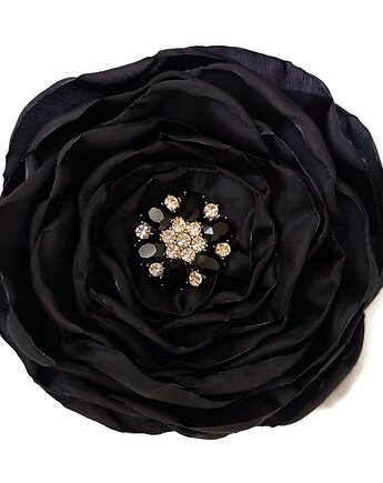 Ciemno czarna broszka 8cm, Made by Joan