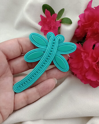 Turkusowa broszka ważka soutache sutasz, Soutacheria