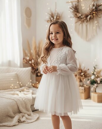 Sukienka Mirella beż i ecru z koronką, Noeli